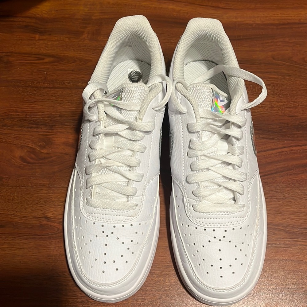Nike Court Vision white with iridescent. Size 9.5 women’s
